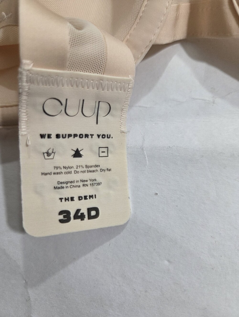 Cuup Demi T-Shirt Bra 34D Sand Beige Tan Cream Underwire Unlined - Picture 4 of 6